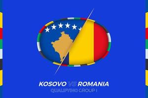 kosovo vs Romania icona per europeo calcio torneo qualificazione, gruppo io. vettore