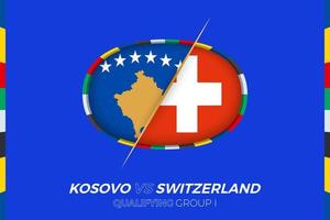 kosovo vs Svizzera icona per europeo calcio torneo qualificazione, gruppo io. vettore