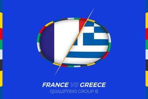 Francia vs Grecia icona per europeo calcio torneo qualificazione, gruppo b. vettore