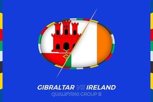 Gibilterra vs repubblica di Irlanda icona per europeo calcio torneo qualificazione, gruppo b. vettore