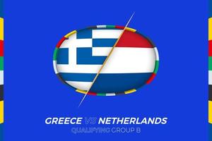 Grecia vs Olanda icona per europeo calcio torneo qualificazione, gruppo b. vettore