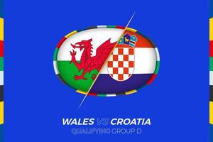 Galles vs Croazia icona per europeo calcio torneo qualificazione, gruppo d. vettore