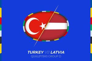 tacchino vs Lettonia icona per europeo calcio torneo qualificazione, gruppo d. vettore