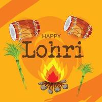 illustrazione vettoriale di uno sfondo per il modello di vacanza lohri felice per il festival punjabi.