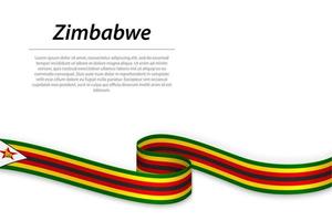 agitando nastro o bandiera con bandiera di Zimbabwe vettore