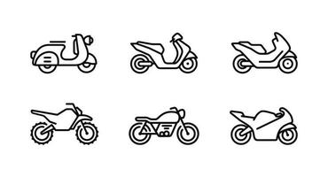 motocicletta schema icona impostato isolato su bianca sfondo vettore