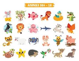 set di simpatici animali dei cartoni animati vettore