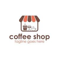 caffè negozio logo design modello con caffè icona e negozio. Perfetto per attività commerciale, azienda, mobile, app, eccetera. vettore