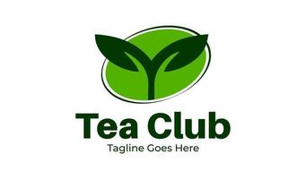 tè club logo design modello con tè icona e distintivo. Perfetto per attività commerciale, azienda, ristorante, mobile, app, eccetera vettore
