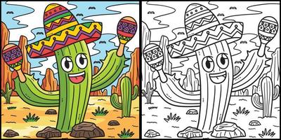 cinco de mayo cactus con sombrero illustrazione vettore