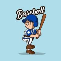 carino baseball giocatore Tenere un' baseball pipistrello vettore illustrazione.