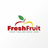 logo design grafico concetto creativo premio gratuito vettore azione swoosh arte metà dolce Mela frutta con foglia. relazionato per fresco succo bevanda natura vegano