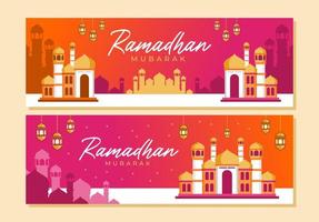 Ramadan islamico banner collezione nel pendenza sfondo. vettore