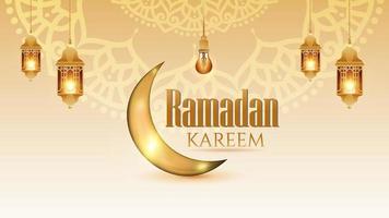 Ramadan a tema con lanterna elementi, I musulmani saluto carta, islamico a tema sfondi con Luna, islamico Festival media sociale striscione, eid mubarak tema sfondo modello, saluti carte vettore