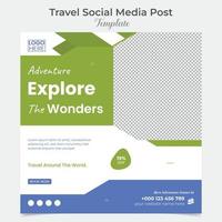 turismo e viaggio vacanza vacanza sociale media inviare e piazza aviatore inviare bandiera modello design vettore