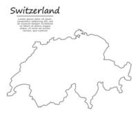 semplice schema carta geografica di Svizzera, nel schizzo linea stile vettore
