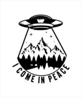 ufo alieno concetto illustrazione maglietta design vettore