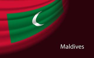 onda bandiera di Maldive su buio sfondo. bandiera o nastro vecto vettore
