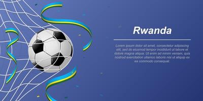 calcio sfondo con volante nastri nel colori di il bandiera di Ruanda vettore