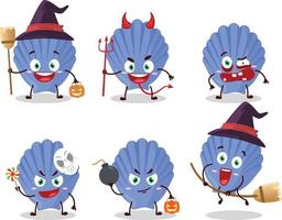 Halloween espressione emoticon con cartone animato personaggio di blu conchiglia vettore