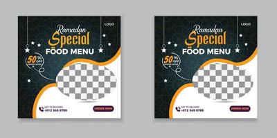 Ramadan speciale delizioso cibo sociale media inviare design modello. vettore