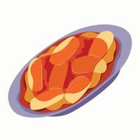 tteokbokki coreano strada cibo nel speziato salsa. vettore mano disegnato illustrazione