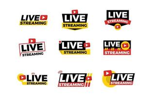 vivere streaming distintivo con logo per emittente vettore