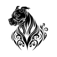 ornamentale ritratto di un' pugile razza cane. decorativo illustrazione per logo, emblema, cartello, ricamo, targa, sublimazione. vettore
