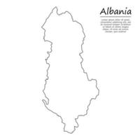 semplice schema carta geografica di Albania, silhouette nel schizzo linea stile vettore