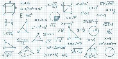 mano disegnato matematica simboli icona nel piatto stile. matematica formula vettore illustrazione su isolato sfondo. scuola formazione scolastica cartello attività commerciale concetto.