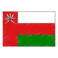 mano disegnato schizzo bandiera di Oman. scarabocchio stile icona vettore
