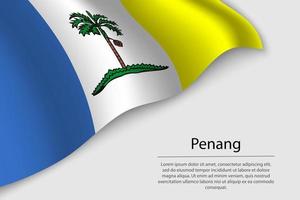 onda bandiera di Penang è un' regione di Malaysia vettore