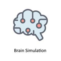 cervello simulazione vettore riempire schema icone. semplice azione illustrazione azione