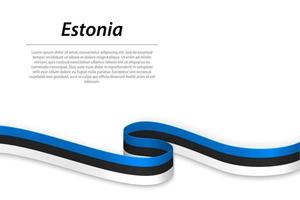 agitando nastro o bandiera con bandiera di Estonia. modello per indipendenza giorno vettore