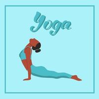 giovane donna afro che fa yoga vettore