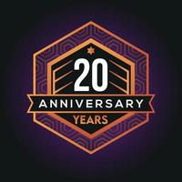 20 anno anniversario celebrazione astratto logo design su vantaggio nero sfondo vettore modello