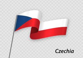 agitando bandiera di Repubblica Ceca su pennone. modello per indipendenza giorno vettore