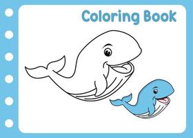 colorazione libro per balena gratuito vettore cartone animato