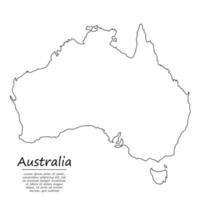 semplice schema carta geografica di Australia, nel schizzo linea stile vettore