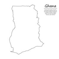 semplice schema carta geografica di Ghana, silhouette nel schizzo linea stile vettore