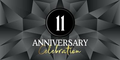 11 anno anniversario celebrazione logo design bianca e oro colore su elegante nero sfondo vettore arte astratto sfondo vettore