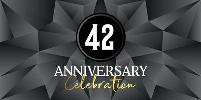 42 anno anniversario celebrazione logo design bianca e oro colore su elegante nero sfondo vettore arte astratto sfondo vettore