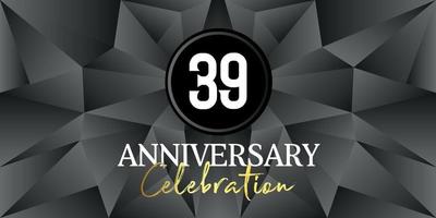 39 anno anniversario celebrazione logo design bianca e oro colore su elegante nero sfondo vettore arte astratto sfondo vettore