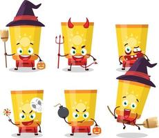 Halloween espressione emoticon con cartone animato personaggio di sole bloccare vettore