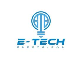 ete lettera logo .etech elettrico logo e lampadina stile. vettore