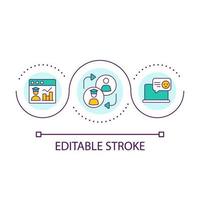in linea valutazione e risposta per studenti ciclo continuo concetto icona. allievo e insegnante interazione astratto idea magro linea illustrazione. isolato schema disegno. modificabile ictus vettore