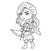 artemis chibi portafortuna linea arte vettore