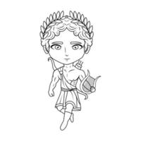 Apollo chibi portafortuna linea arte vettore