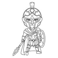 ares chibi portafortuna linea arte vettore