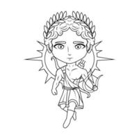 Apollo chibi portafortuna linea arte vettore